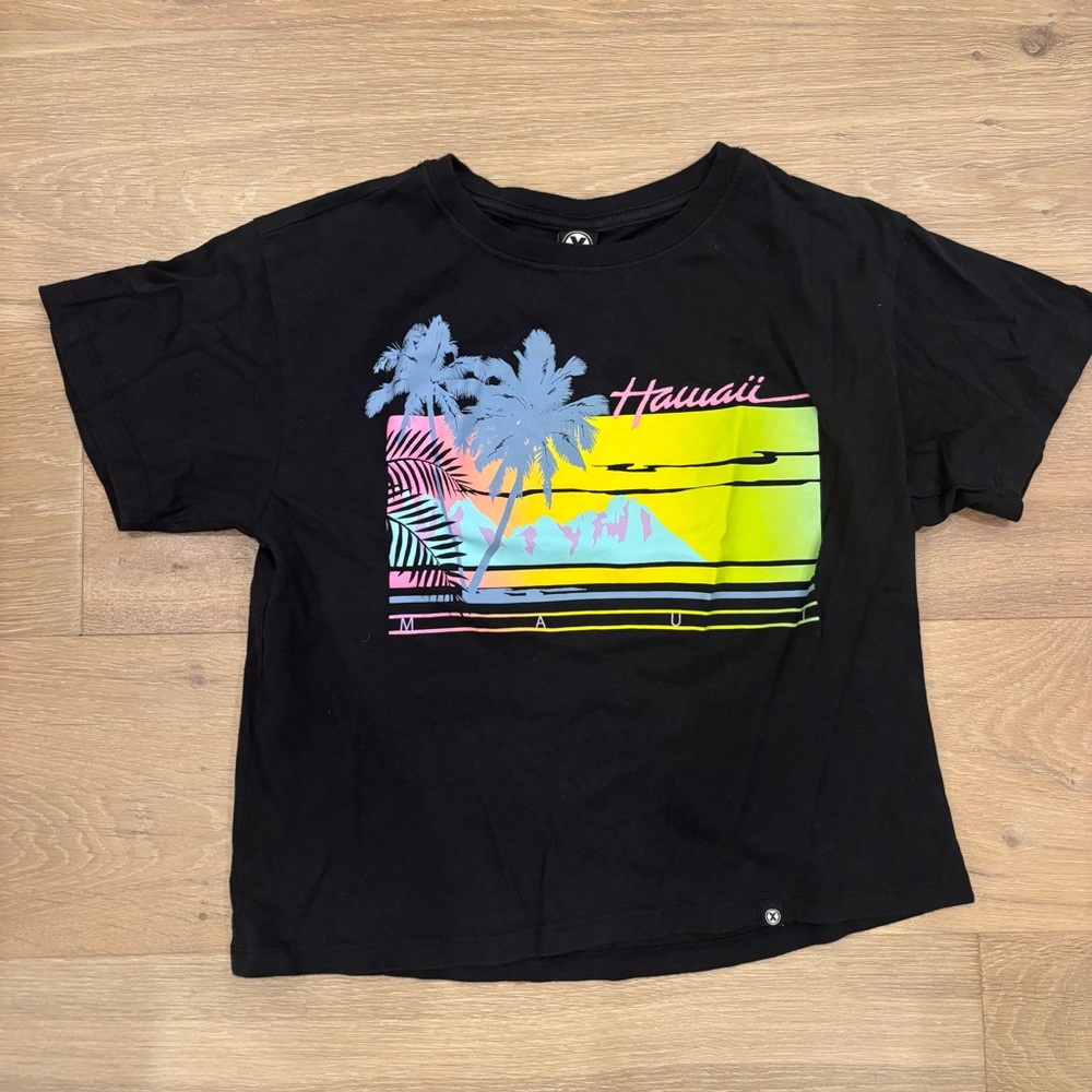 Circle X black t-shirt with neon Hawaii design